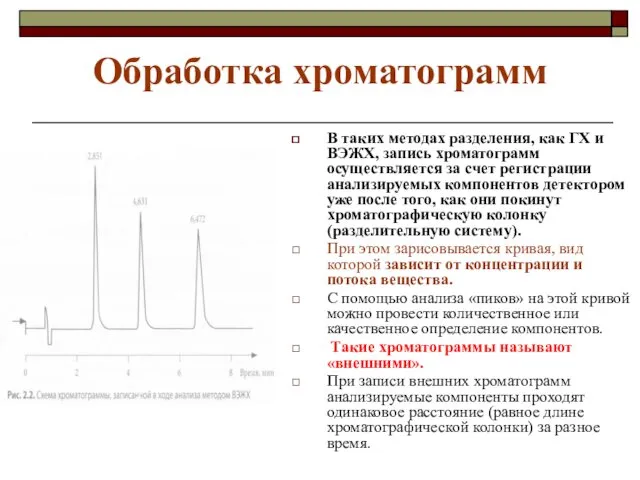 Обработка хроматограмм В таких методах разделения, как ГХ и ВЭЖХ,