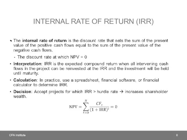 INTERNAL RATE OF RETURN (IRR)
