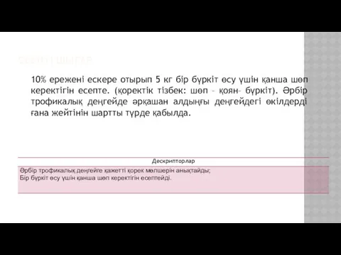 ЕСЕПТІ ШЫҒАР 10% ережені ескере отырып 5 кг бір бүркіт