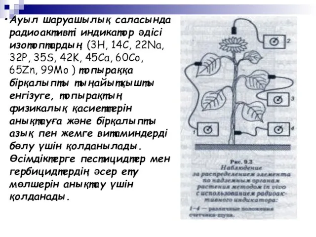 Ауыл шаруашылық саласында радиоактивті индикатор әдісі изотоптардың (3H, 14C, 22Na,