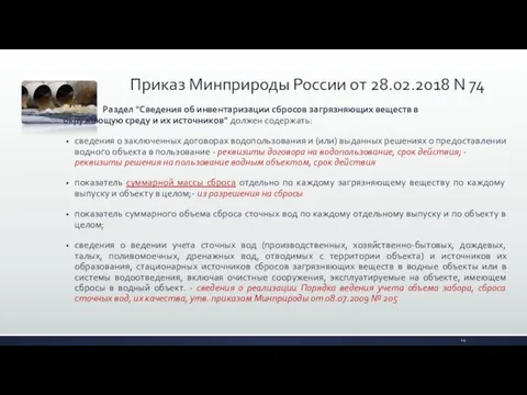 Раздел "Сведения об инвентаризации сбросов загрязняющих веществ в окружающую среду