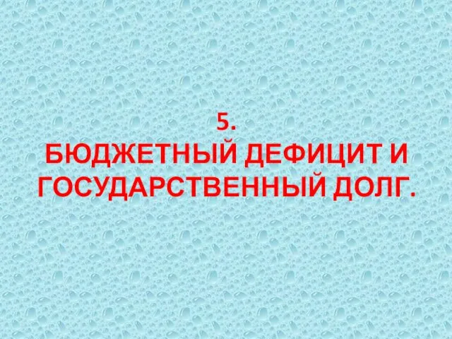 5. БЮДЖЕТНЫЙ ДЕФИЦИТ И ГОСУДАРСТВЕННЫЙ ДОЛГ.