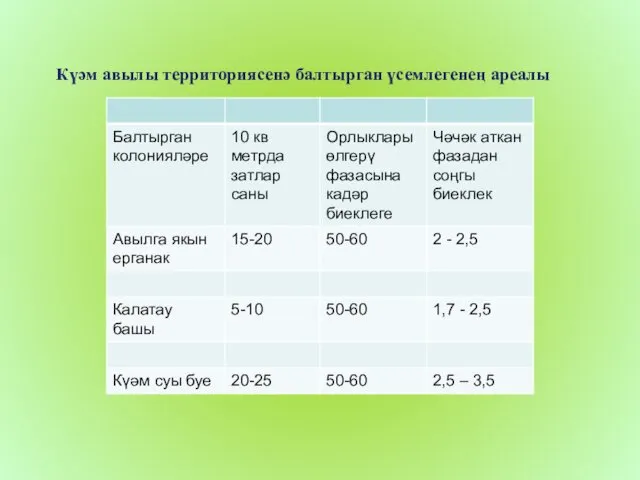 Күәм авылы территориясенә балтырган үсемлегенең ареалы