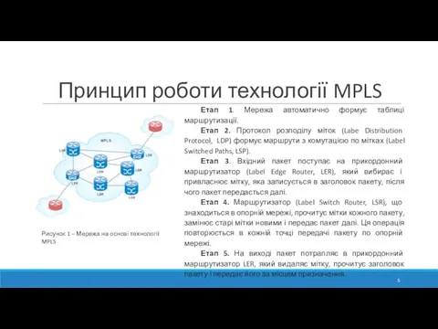 Принцип роботи технології MPLS Етап 1. Мережа автоматично формує таблиці