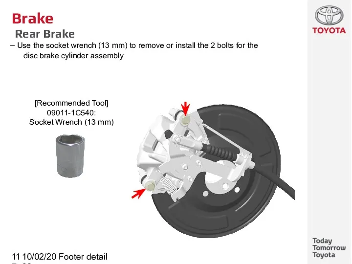 10/02/2022 Footer detail Brake Rear Brake Use the socket wrench