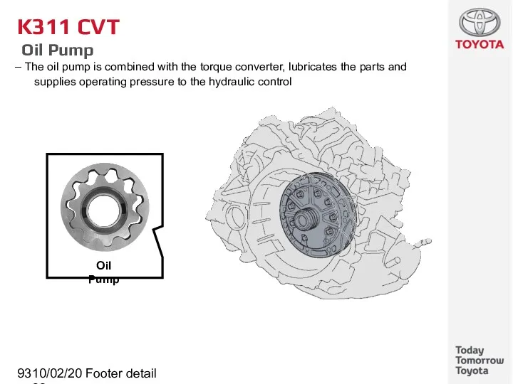 10/02/2022 Footer detail K311 CVT Oil Pump The oil pump