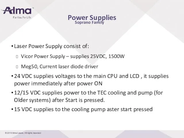 Soprano Family Laser Power Supply consist of: Vicor Power Supply
