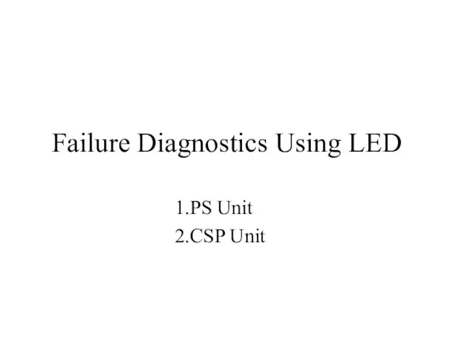 Failure Diagnostics Using LED 1.PS Unit 2.CSP Unit