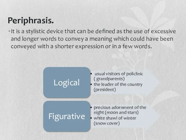 Periphrasis. It is a stylistic device that can be defined