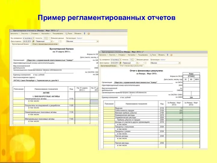 Пример регламентированных отчетов