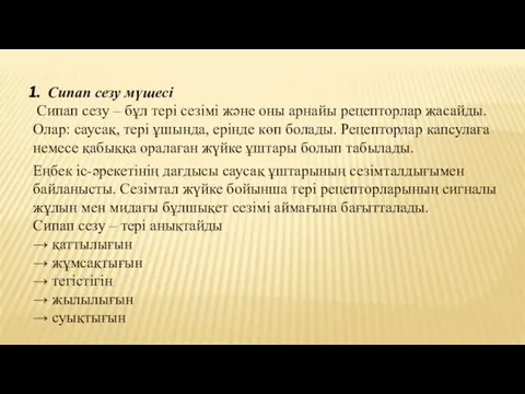 Сипап сезу мүшесі Сипап сезу – бұл тері сезімі және