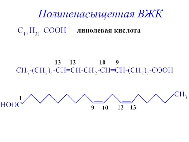 линолевая кислота 9 10 12 13 Полиненасыщенная ВЖК