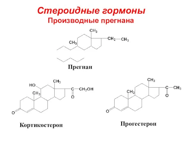 Стероидные гормоны Производные прегнана Прегнан Кортикостерон Прогестерон