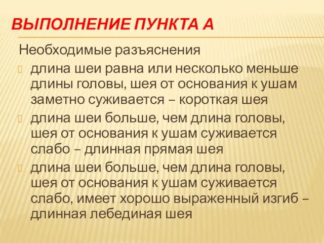 ВЫПОЛНЕНИЕ ПУНКТА А Необходимые разъяснения длина шеи равна или несколько