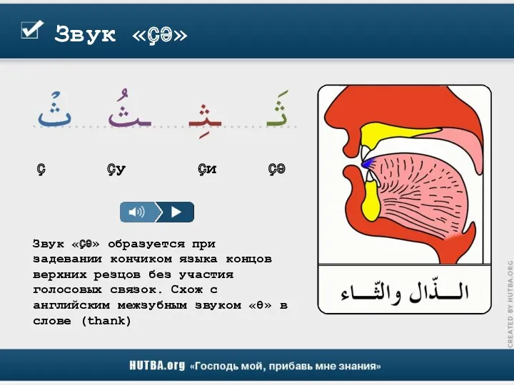 Звук «ҫә» Звук «ҫә» образуется при задевании кончиком языка концов