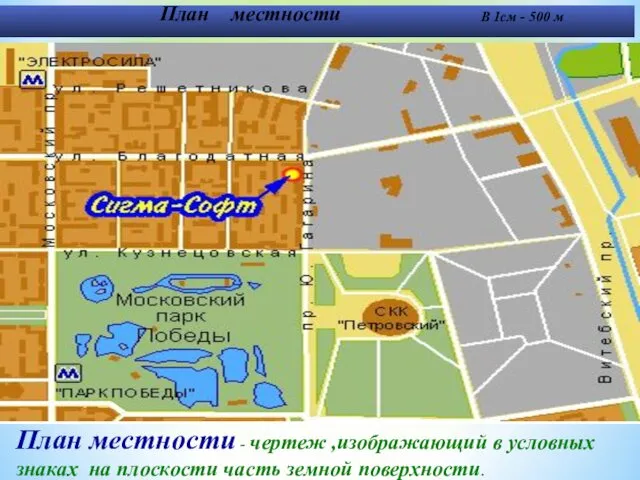 План местности В 1см - 500 м План местности -