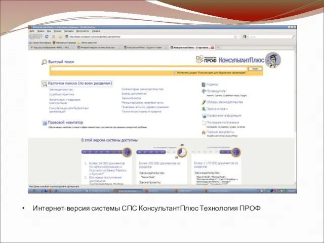 Интернет-версия системы СПС КонсультантПлюс Технология ПРОФ