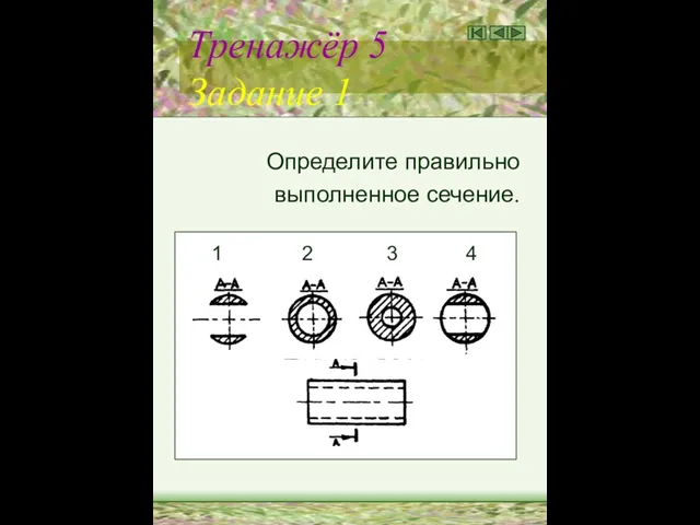 Тренажёр 5 Задание 1 Определите правильно выполненное сечение. 1 2 3 4