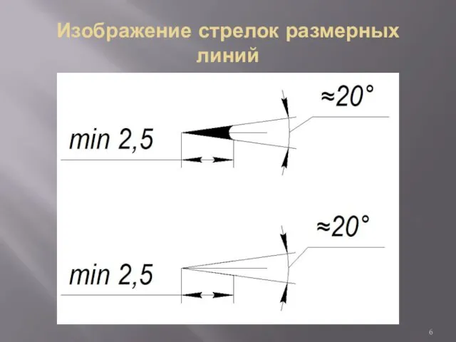 Изображение стрелок размерных линий