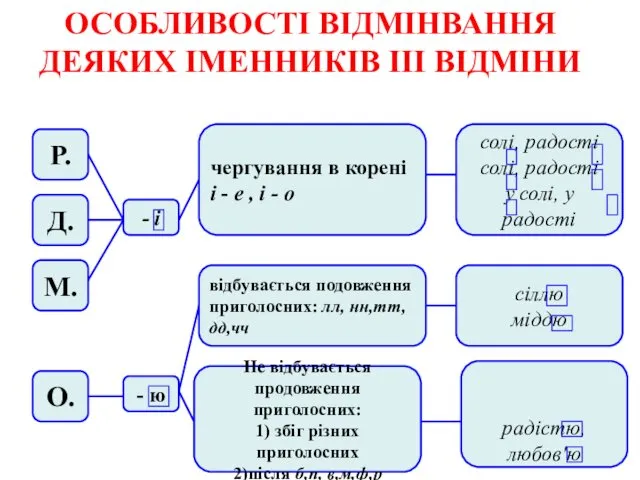 ОСОБЛИВОСТІ ВІДМІНВАННЯ ДЕЯКИХ ІМЕННИКІВ ІІІ ВІДМІНИ Р. Д. М. О.