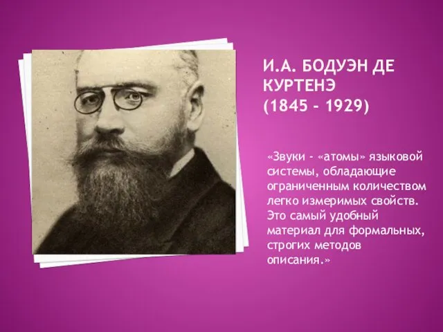 И.А. БОДУЭН ДЕ КУРТЕНЭ (1845 - 1929) «Звуки - «атомы»
