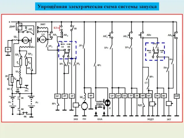 Упрощённая электрическая схема системы запуска