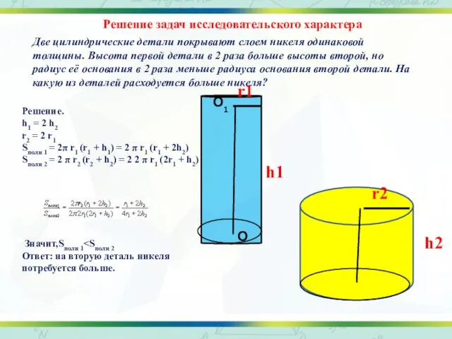 О О1 Две цилиндрические детали покрывают слоем никеля одинаковой толщины.