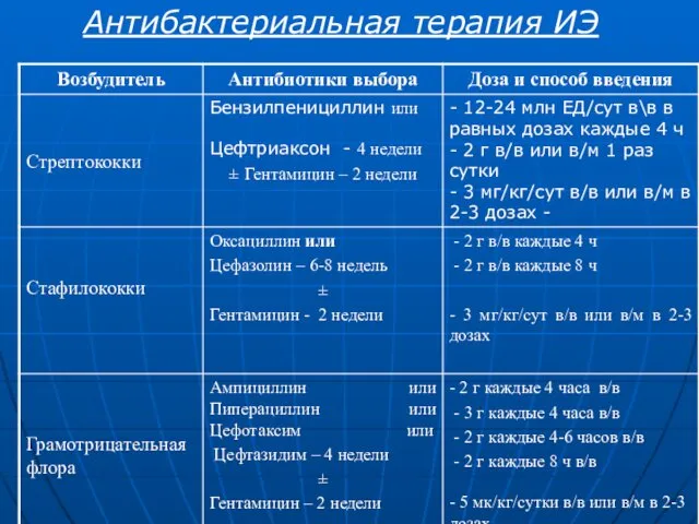 Антибактериальная терапия ИЭ