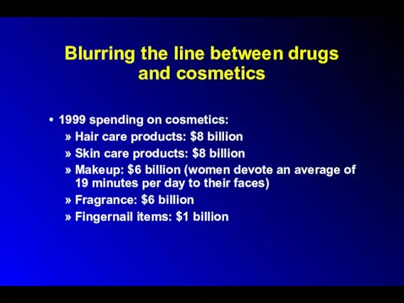 Blurring the line between drugs and cosmetics 1999 spending on