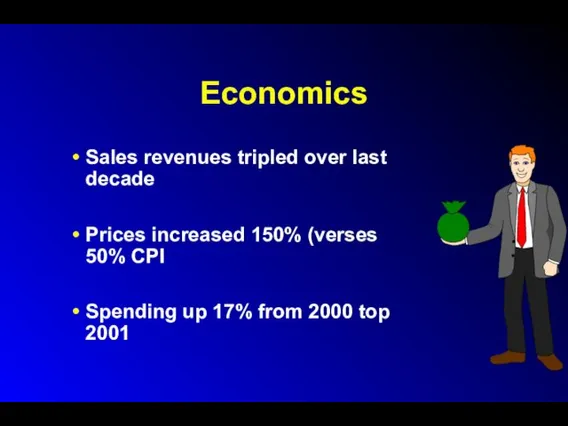 Economics Sales revenues tripled over last decade Prices increased 150%