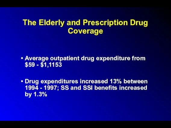 The Elderly and Prescription Drug Coverage Average outpatient drug expenditure