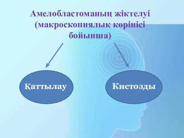 Амелобластоманың жіктелуі (макроскопиялық көрінісі бойынша) Қаттылау Кистозды