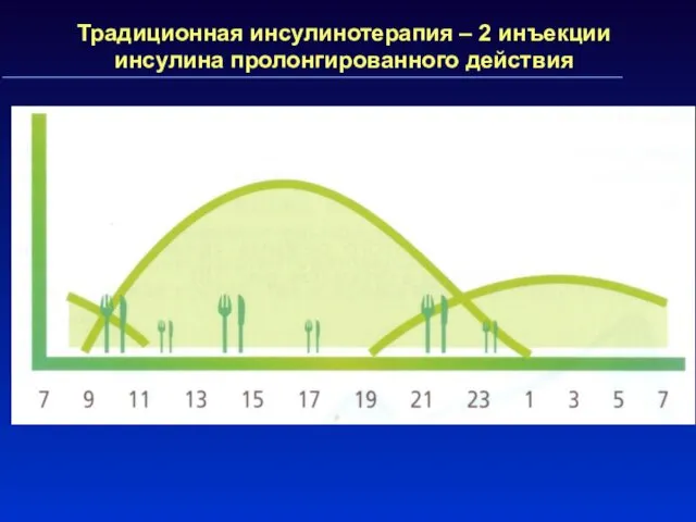 Традиционная инсулинотерапия – 2 инъекции инсулина пролонгированного действия