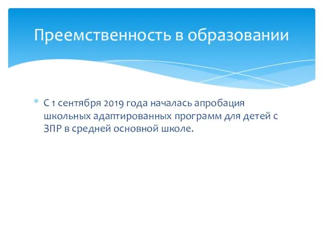 С 1 сентября 2019 года началась апробация школьных адаптированных программ