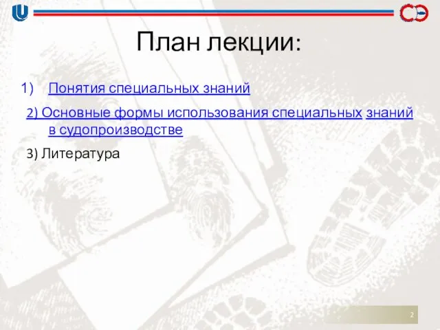 План лекции: Понятия специальных знаний 2) Основные формы использования специальных знаний в судопроизводстве 3) Литература