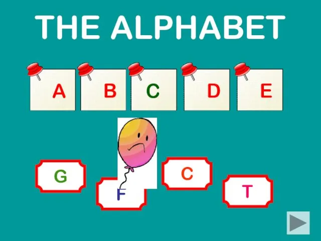 A B D E G F C T C THE ALPHABET