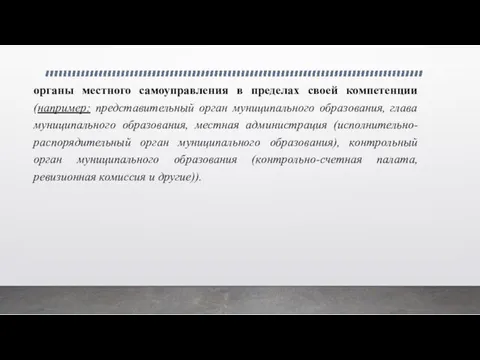 органы местного самоуправления в пределах своей компетенции (например: представительный орган