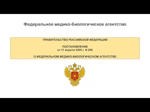 ПРАВИТЕЛЬСТВО РОССИЙСКОЙ ФЕДЕРАЦИИ ПОСТАНОВЛЕНИЕ от 11 апреля 2005 г. N 206 О ФЕДЕРАЛЬНОМ