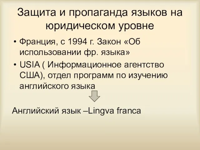 Защита и пропаганда языков на юридическом уровне Франция, с 1994