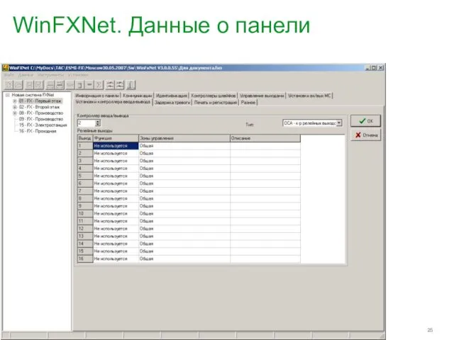 WinFXNet. Данные о панели