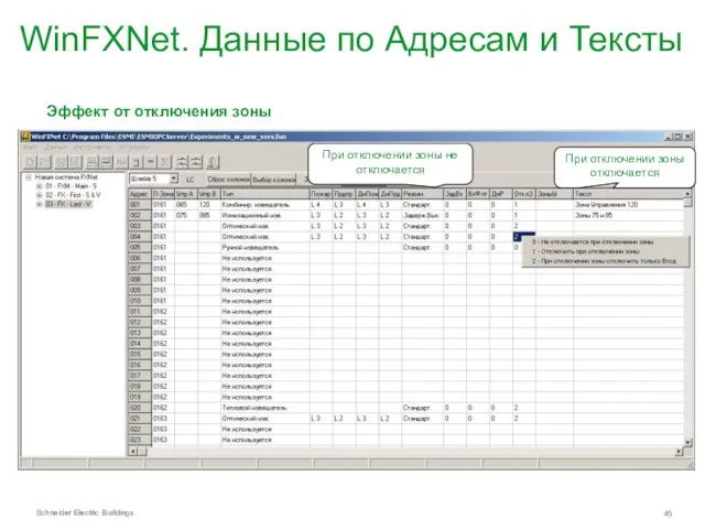 WinFXNet. Данные по Адресам и Тексты Эффект от отключения зоны