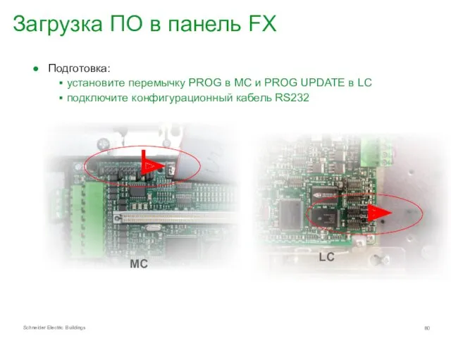 Загрузка ПО в панель FX Подготовка: установите перемычку PROG в MC и PROG