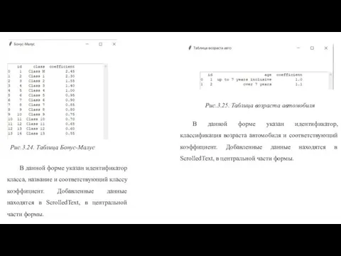 Рис.3.24. Таблица Бонус-Малус В данной форме указан идентификатор класса, название