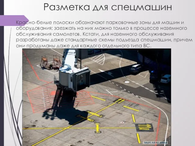 Разметка для спецмашин Красно-белые полоски обозначают парковочные зоны для машин