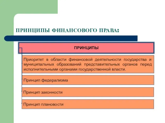 ПРИНЦИПЫ ФИНАНСОВОГО ПРАВА: ПРИНЦИПЫ Приоритет в области финансовой деятельности государства