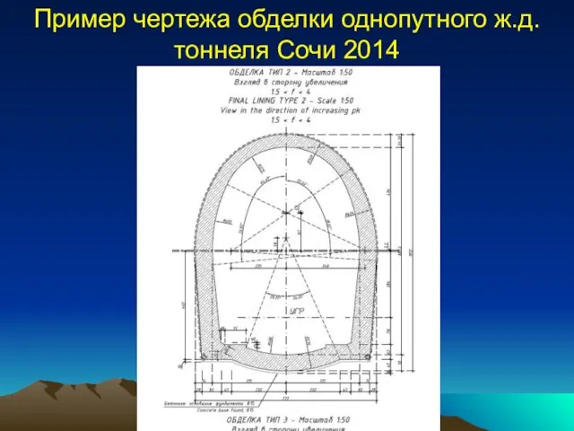 Пример чертежа обделки однопутного ж.д. тоннеля Сочи 2014