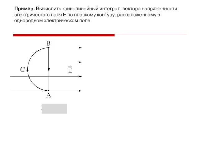 Пример. Вычислить криволинейный интеграл вектора напряженности электрического поля Е по