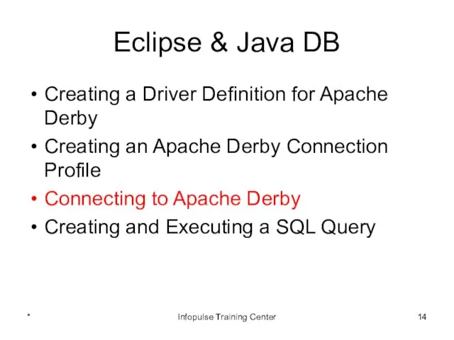 Eclipse & Java DB Creating a Driver Definition for Apache