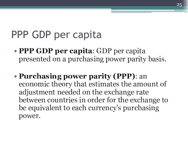 PPP GDP per capita PPP GDP per capita: GDP per