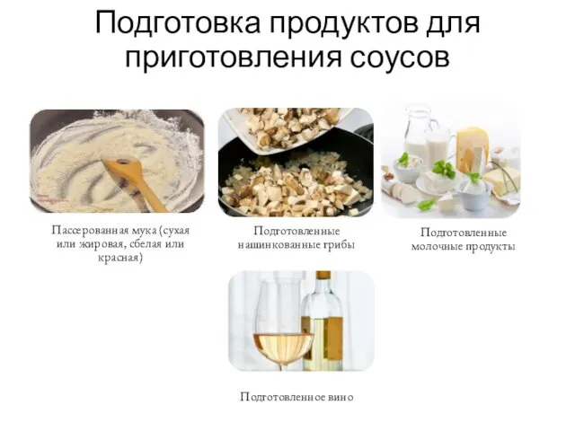 Подготовка продуктов для приготовления соусов